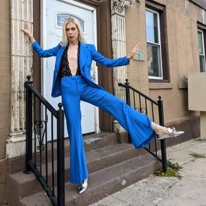 Banana Republic x Harbison Blue Blazer Pant Suit 0 Wool Sold Out Style Holiday